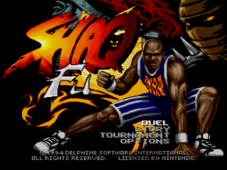 Shaq Fu title screen for Super Nintendo